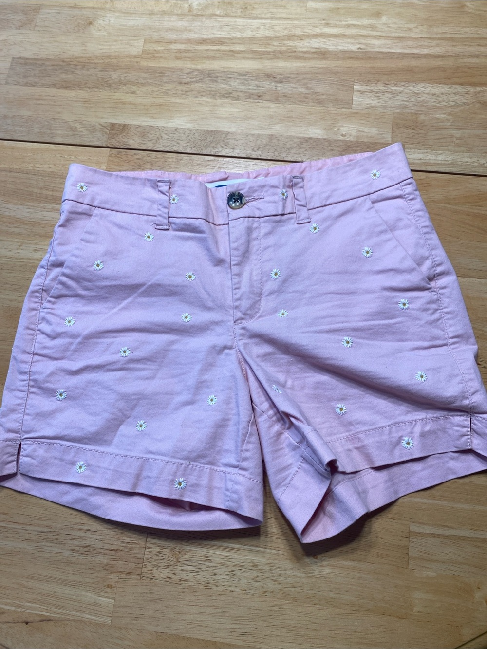 Old Navy Womens Pink Daisy Embroidered Cotton Shorts Size 0